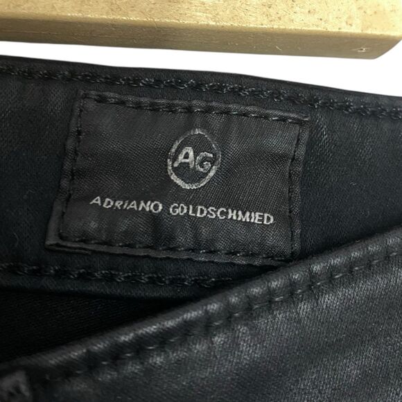 AG Jeans Adriano Goldschmied Pants Women 27 Black Legging Ankle Zip Faux Leather - Picture 3 of 14
